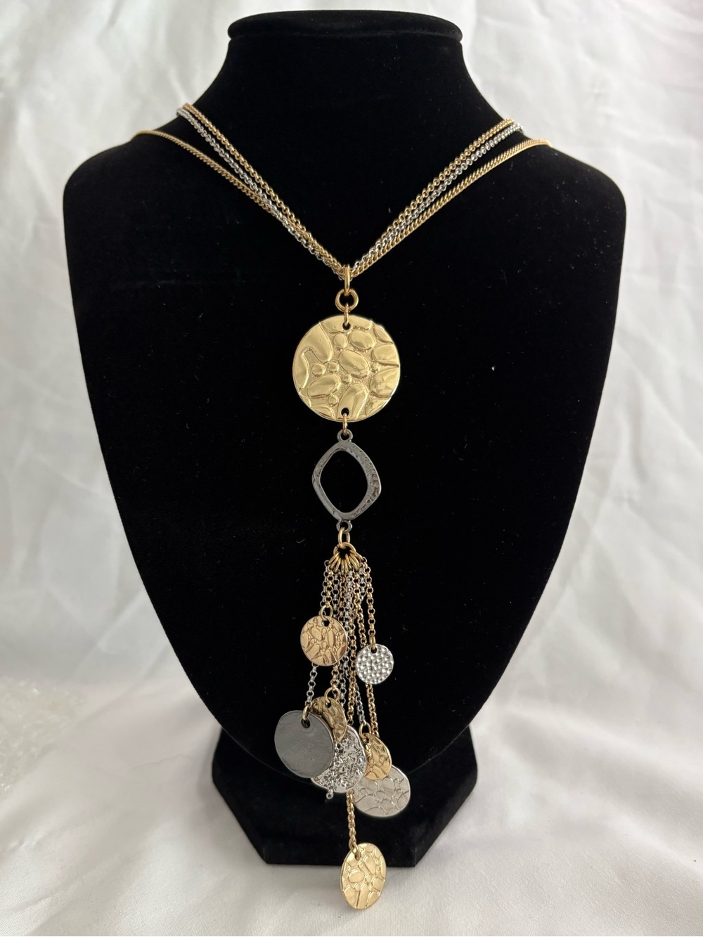 Gold and Silver Mixed-Metal Coins Tassel Pendant Necklace by Saks Fifth Avenue